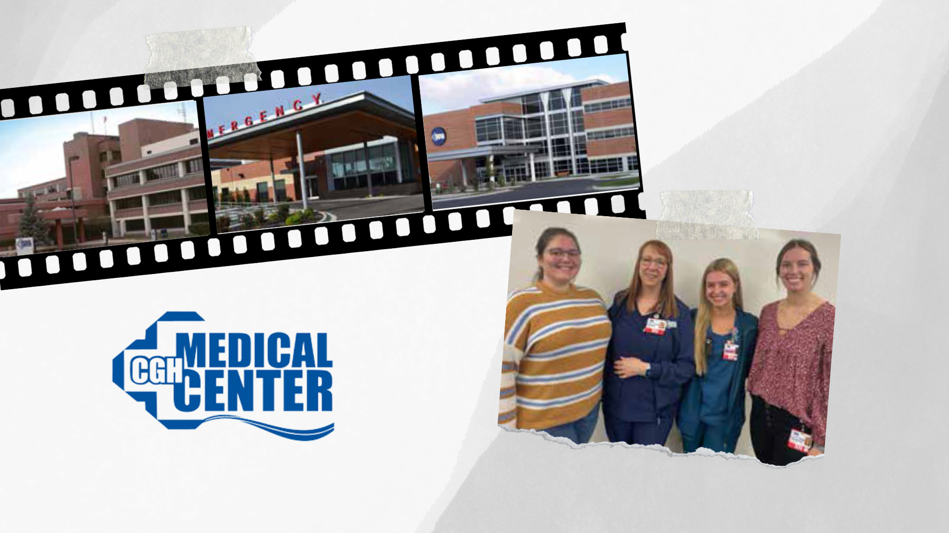 A banner showing CGH medical center building pictures, their nurses and their logo