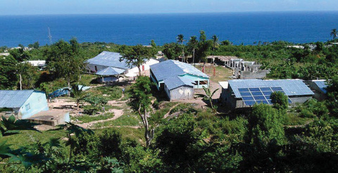 Aerial image of buildings in Jeremie Haiti. 